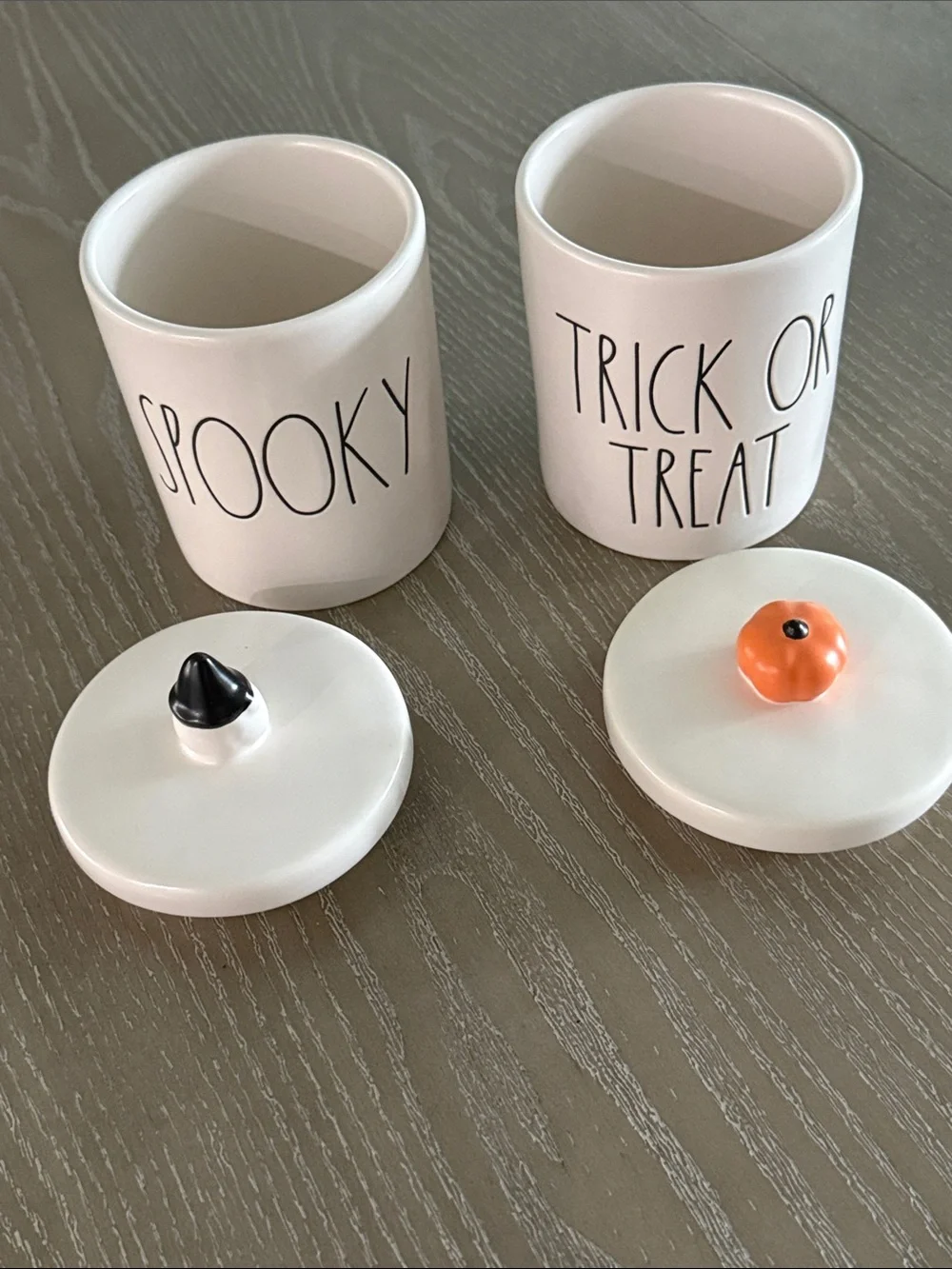 Spooky & Trick or Treat Ceramic Holiday Canisters - White